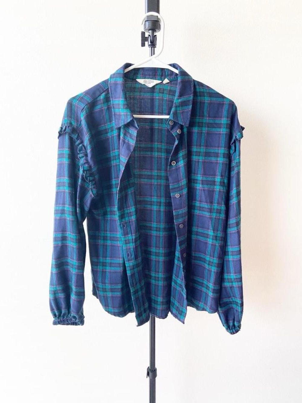 Candace Cameron Bure Navy & Teal Plaid Button-Down Shirt - Picture 3 of 5